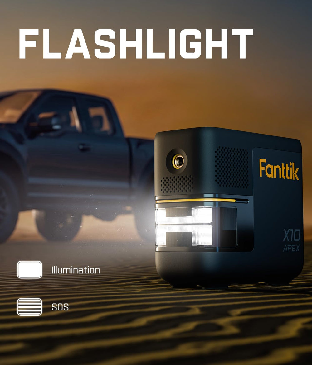 Fanttik X10 APEX inflating a pickup truck tire showing heavy-duty capability