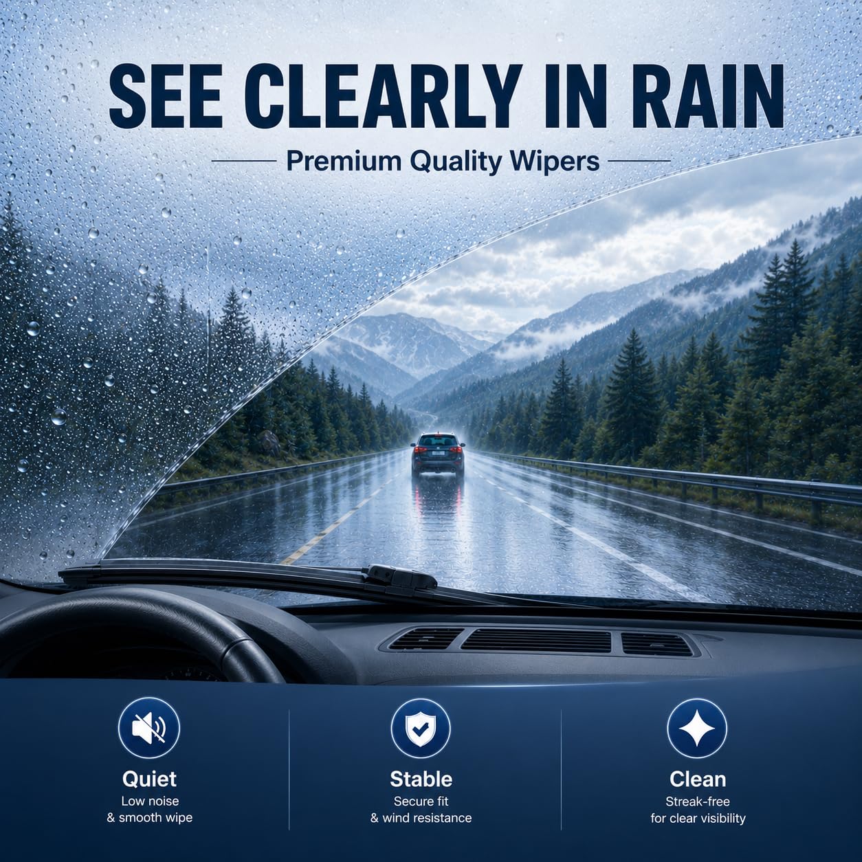 FAPIUO lifestyle image of truck driving in rain for improved visibility