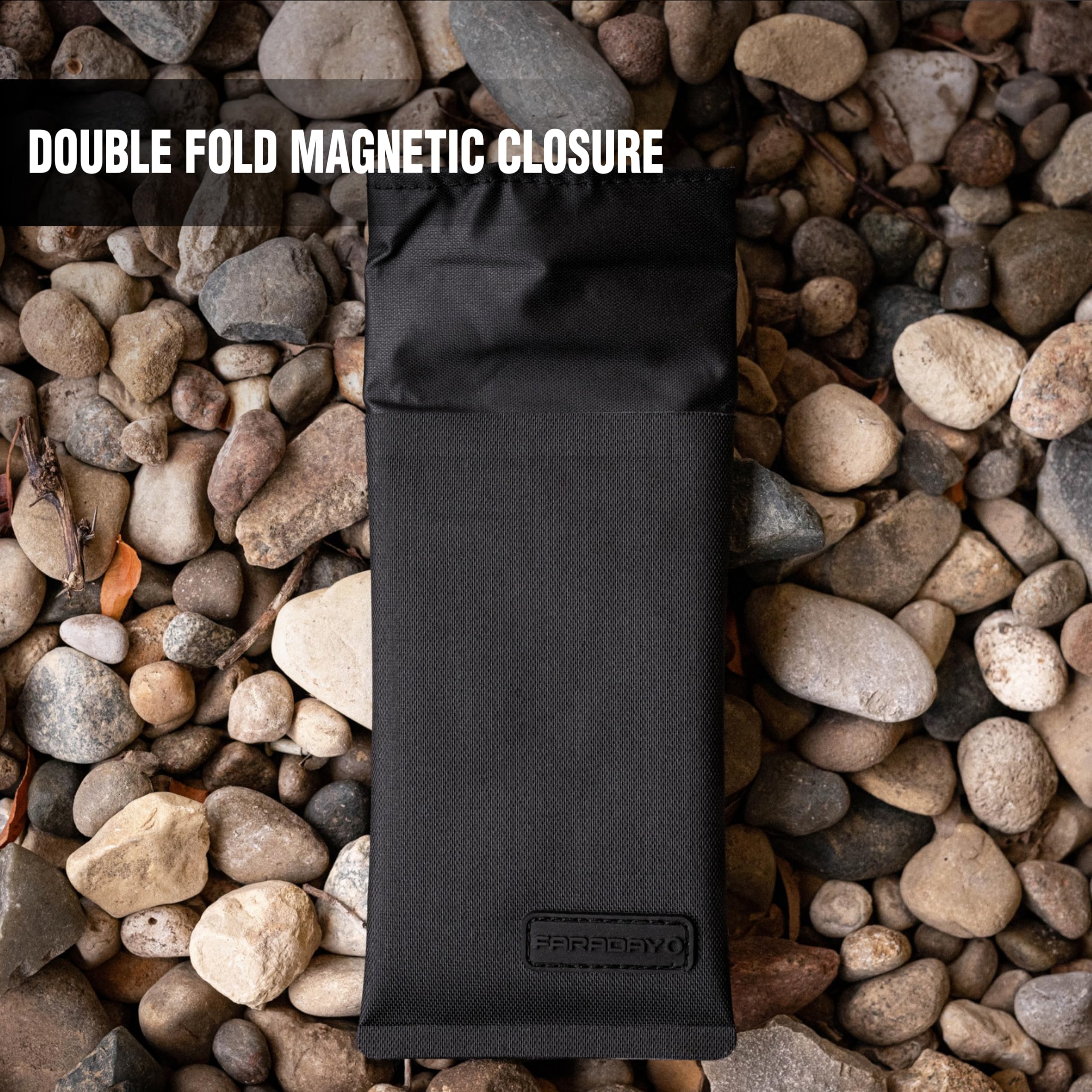 Faraday Defense magnetic double-fold closure close detail for fast secure sealing benefit