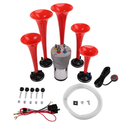 FARBIN front view of Dixieland air horn showing bright red trumpets for visual impact