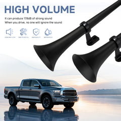FARBIN dual trumpets close-up highlighting extended tubes for farther sound projection