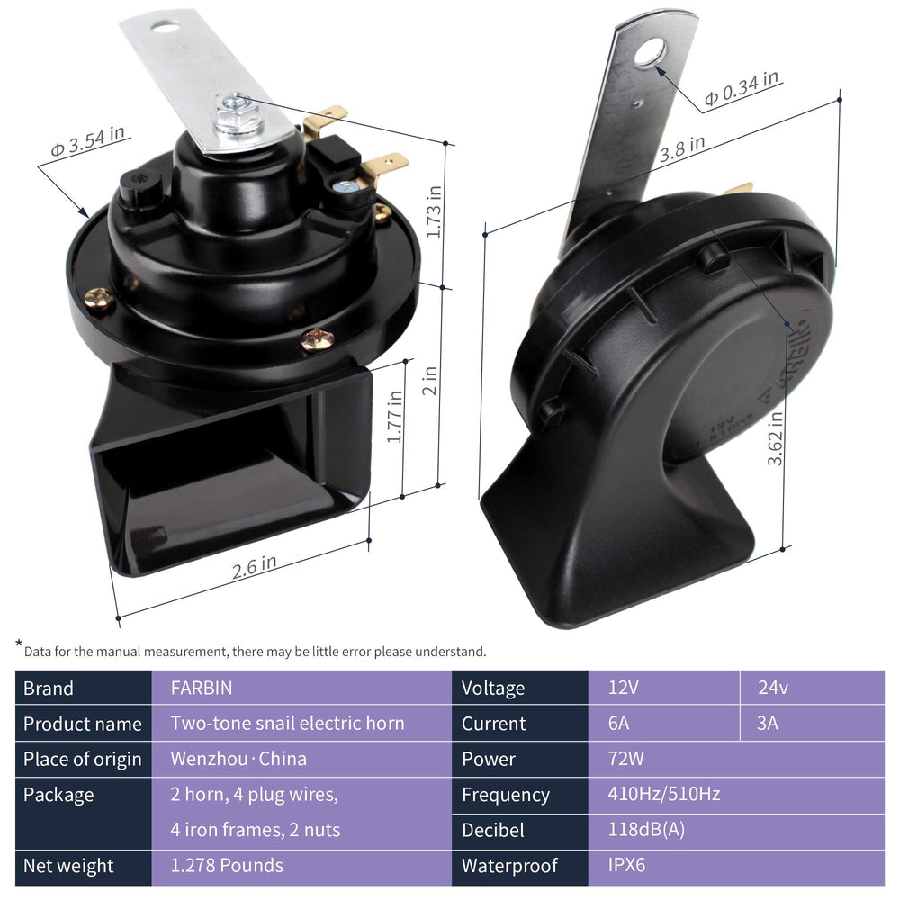 FARBIN horn next to hand illustrating compact size and scale benefit