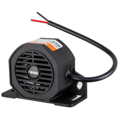 FARBIN front view of backup alarm showing durable housing and clear speaker benefit