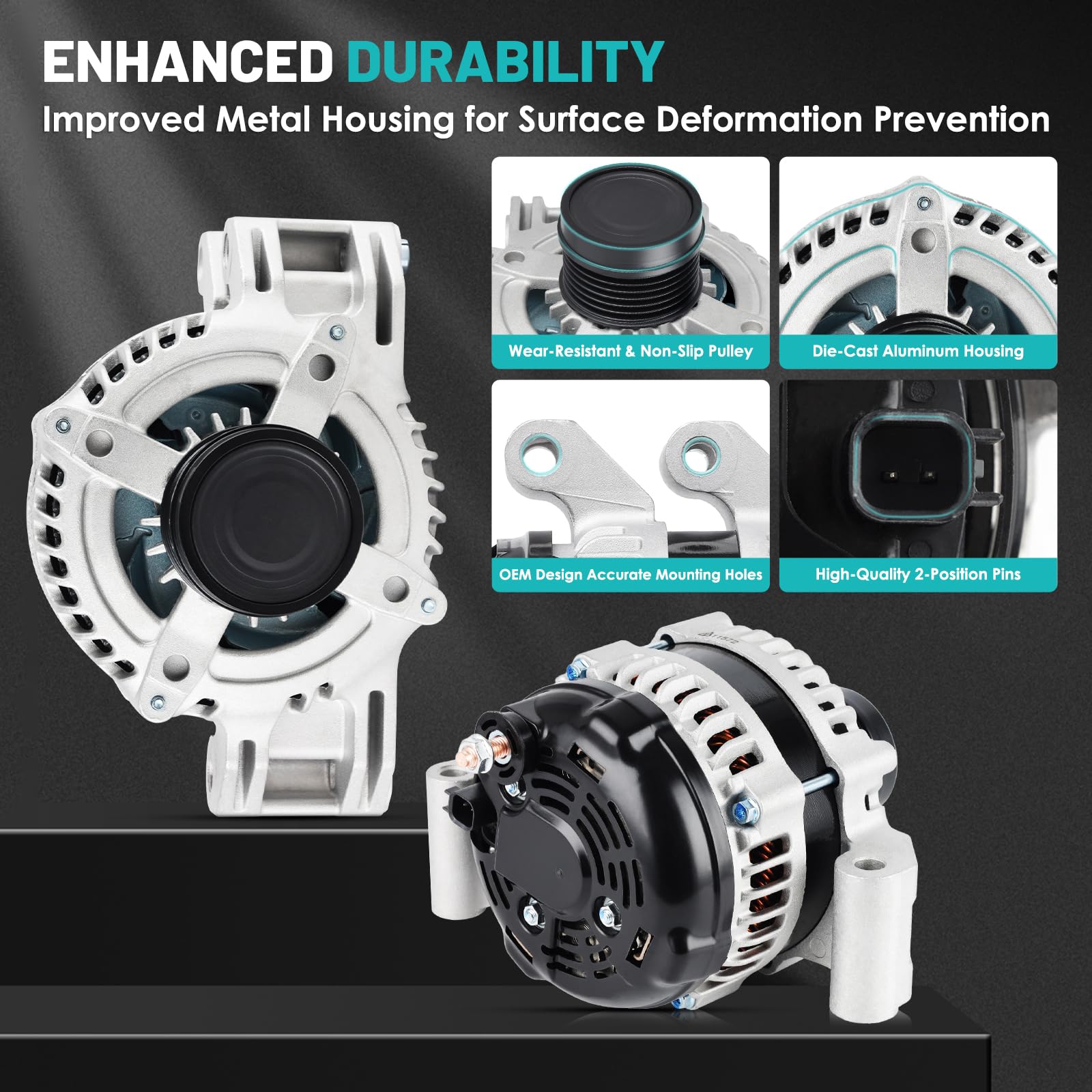 Farrme alternator internal fan detail emphasizing improved cooling and stable output