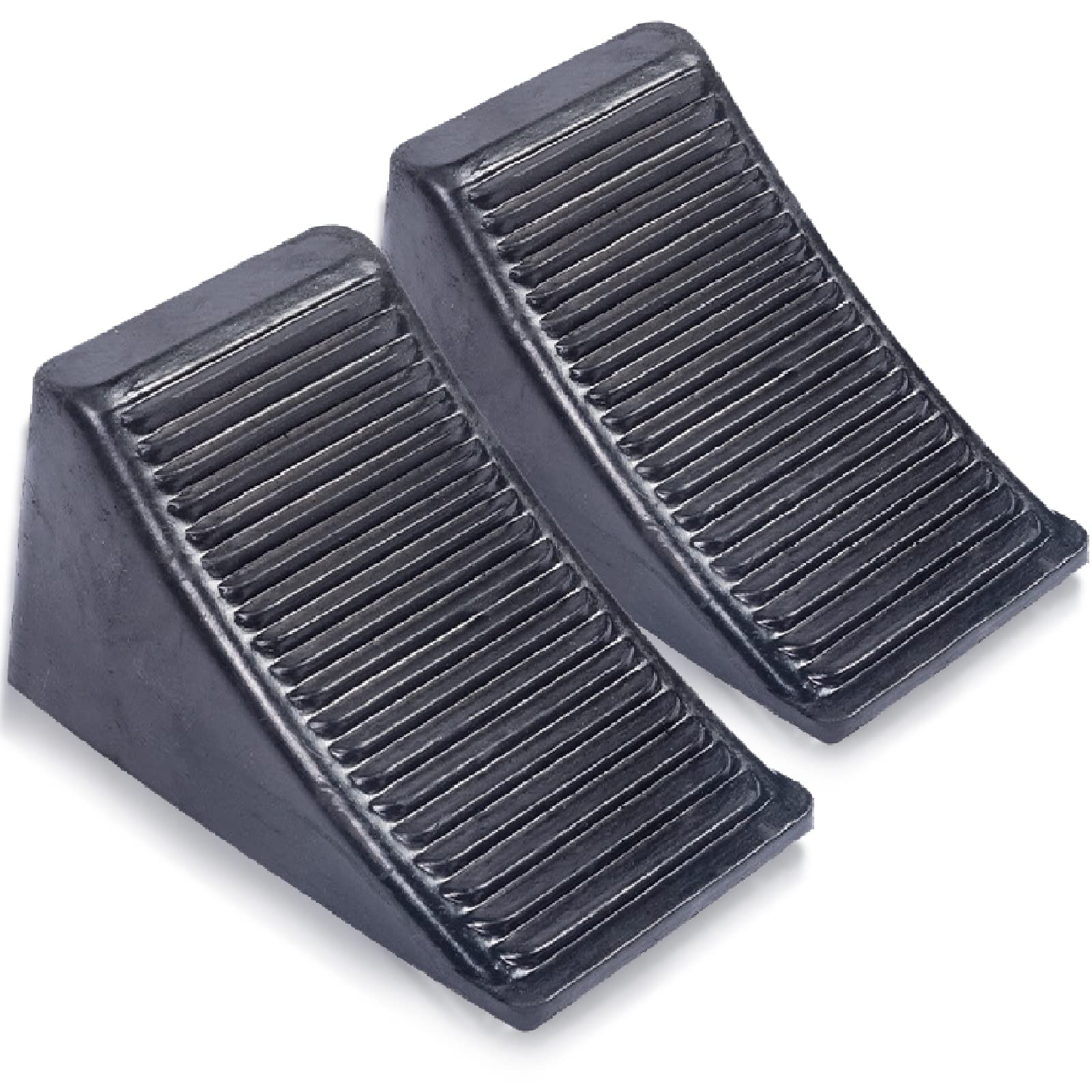 Fasmov front view of two chocks showing durable design and quick placement benefit