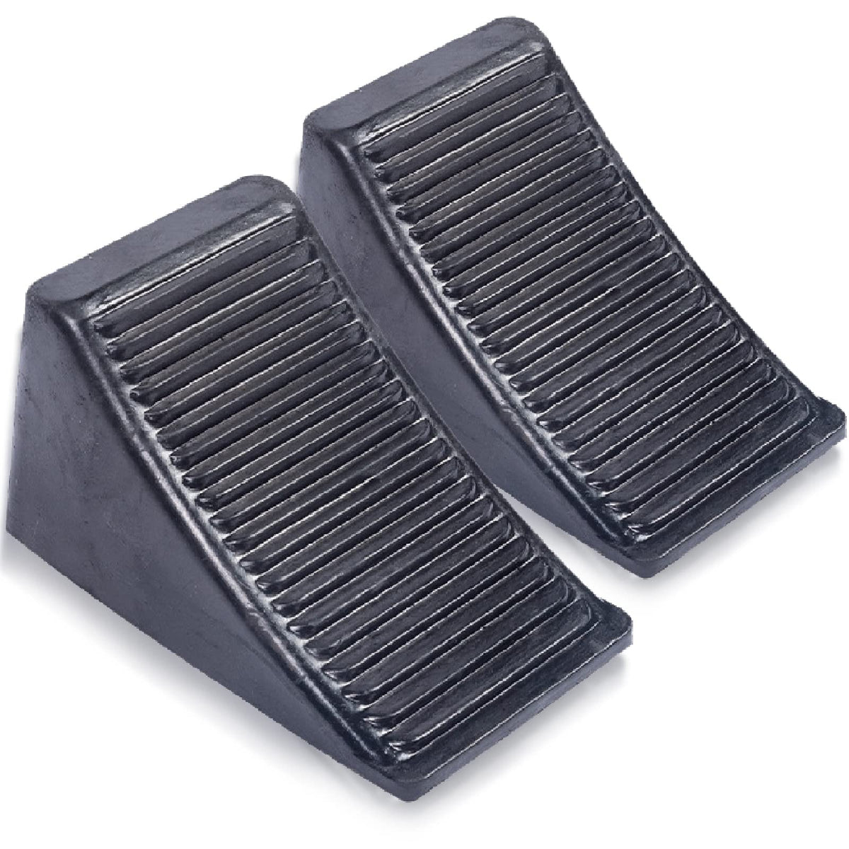 Fasmov front view of two chocks showing durable design and quick placement benefit