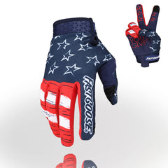FASTGOOSE front view of blue-red gloves showing fit and design benefits