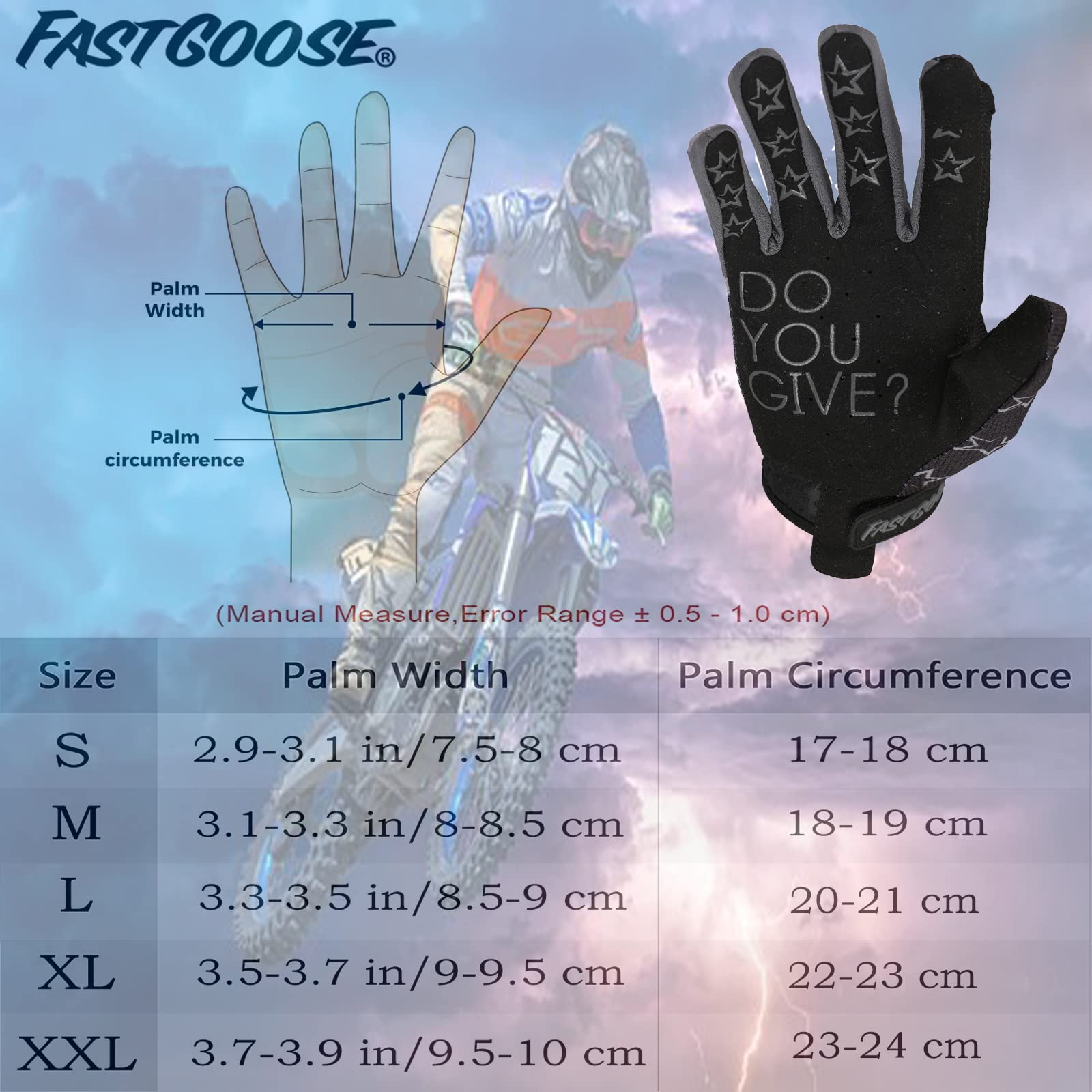 FASTGOOSE palm texture close-up showing grip for better handlebar control