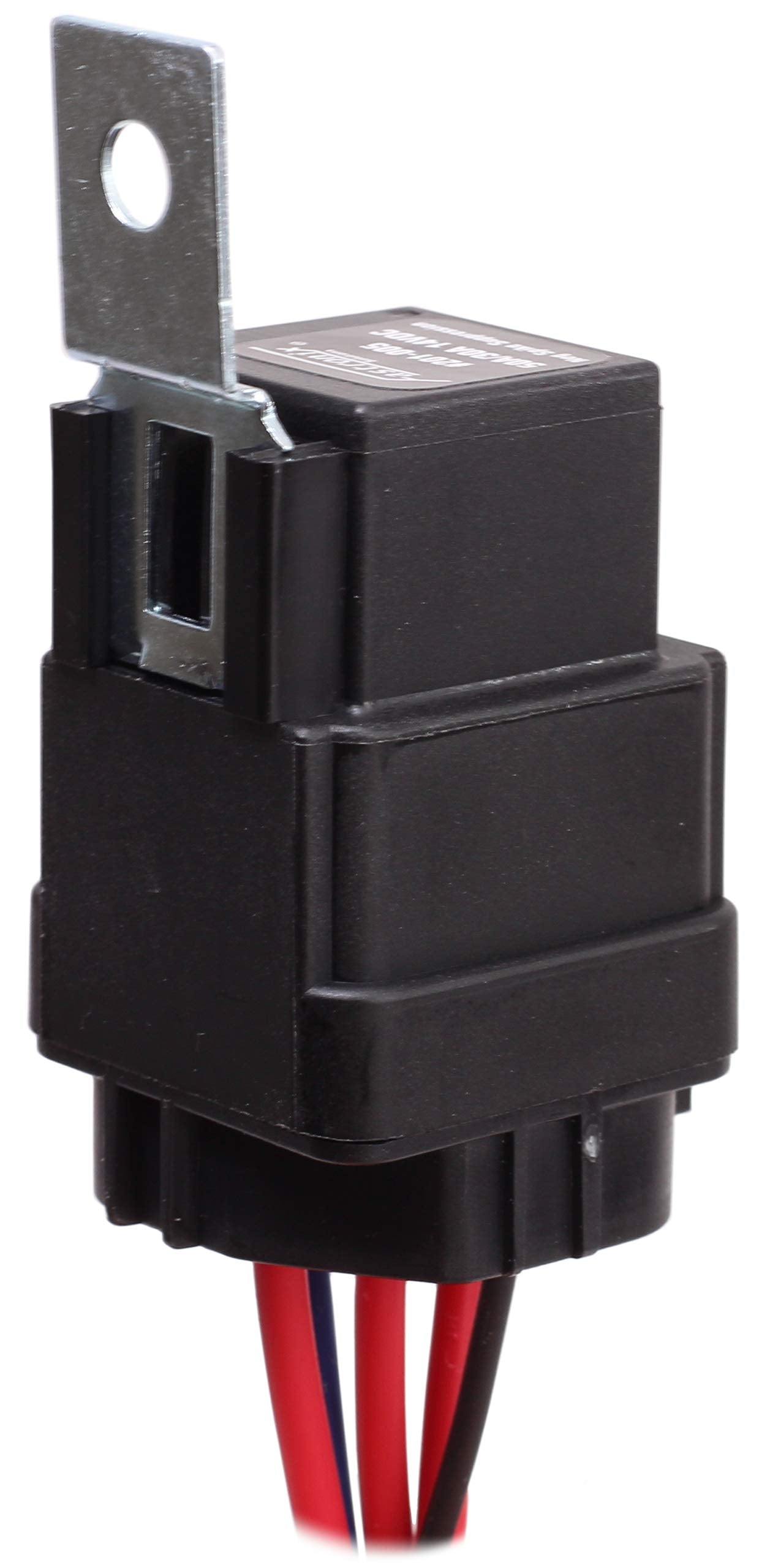 Fastronix package contents laid out displaying relay, socket, leads, and mounting hardware