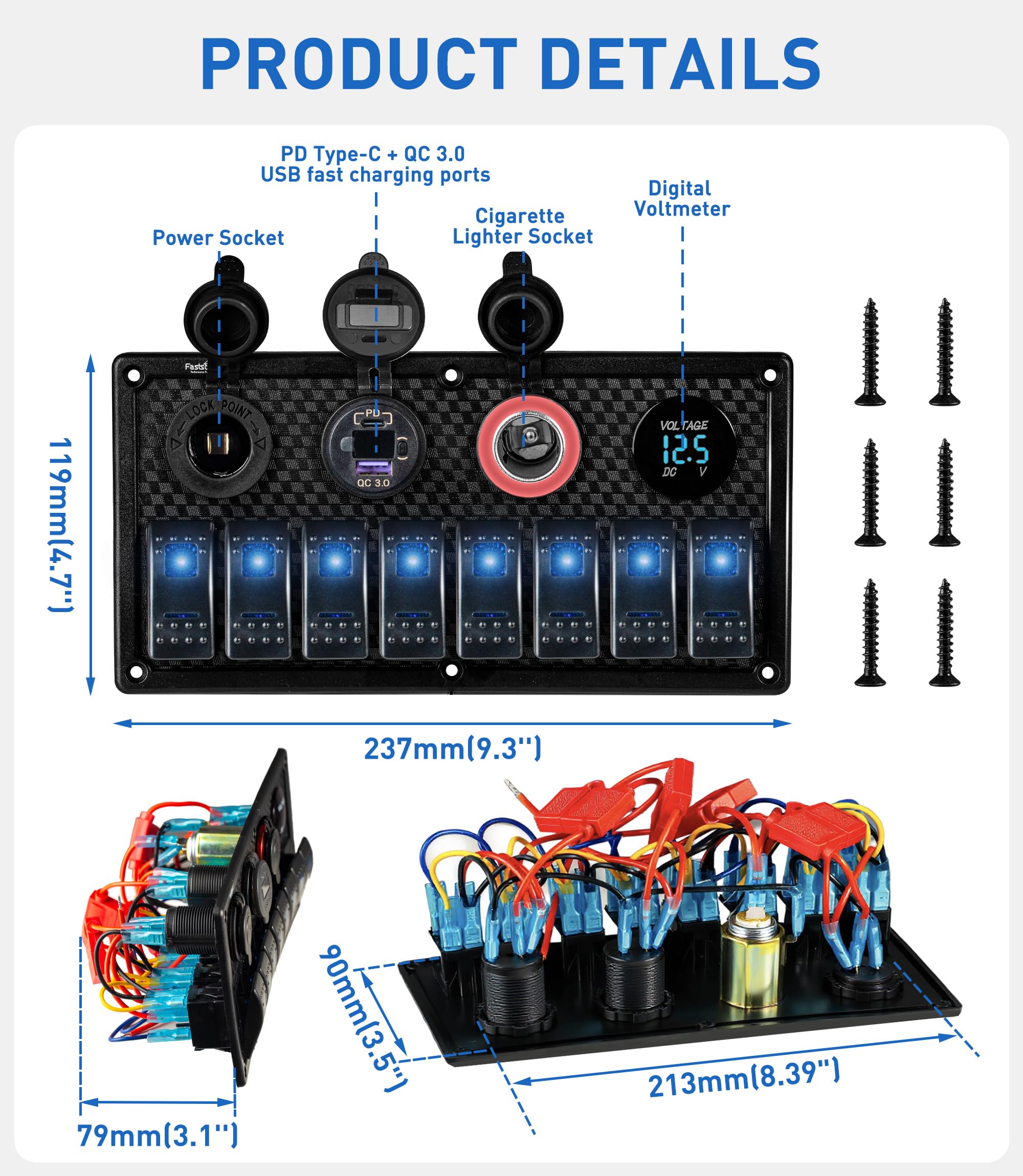 FASTSTORM mounted on boat dashboard for organized power control