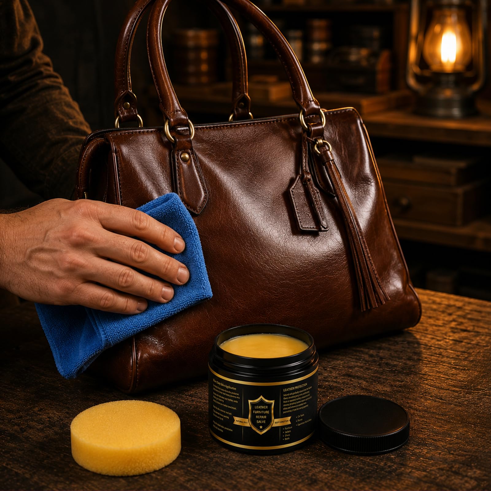 FAVIRZCE applied to car seat leather improving appearance and protection