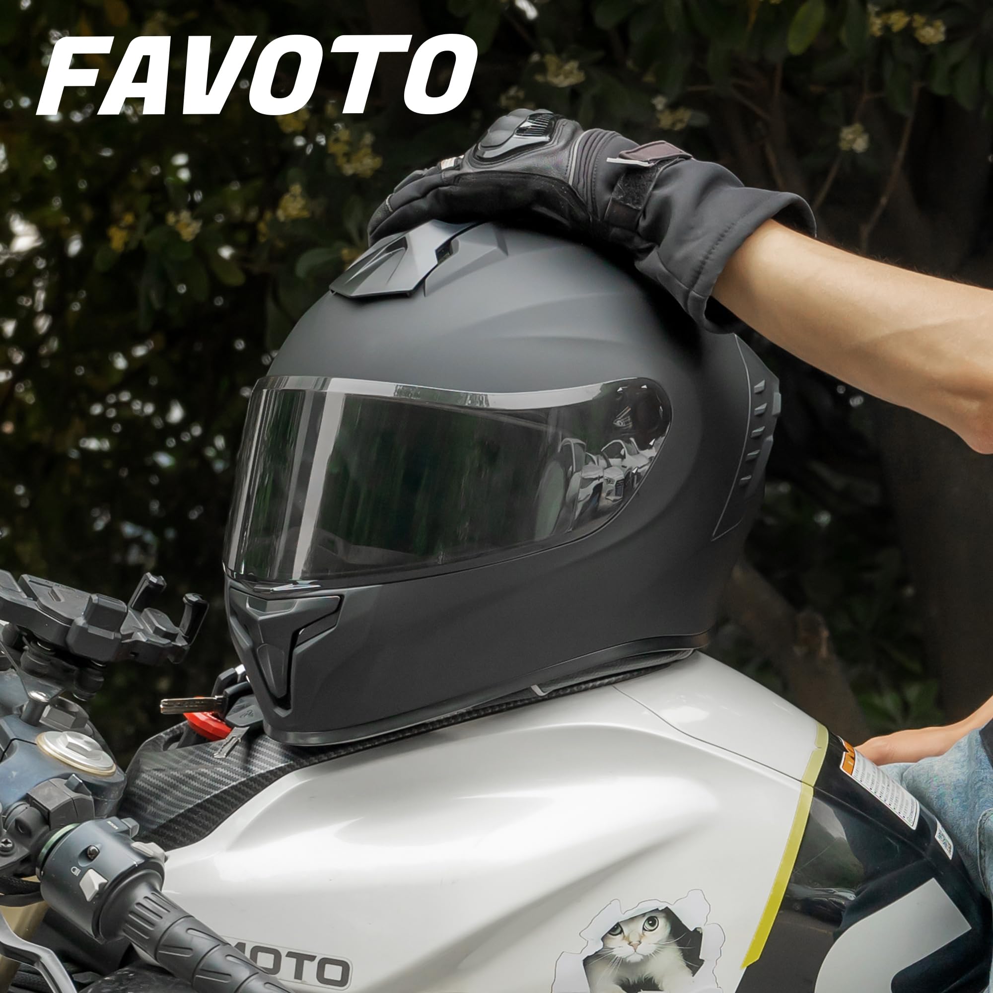 Favoto helmet on rider on road illustrating versatile use and confidence benefit