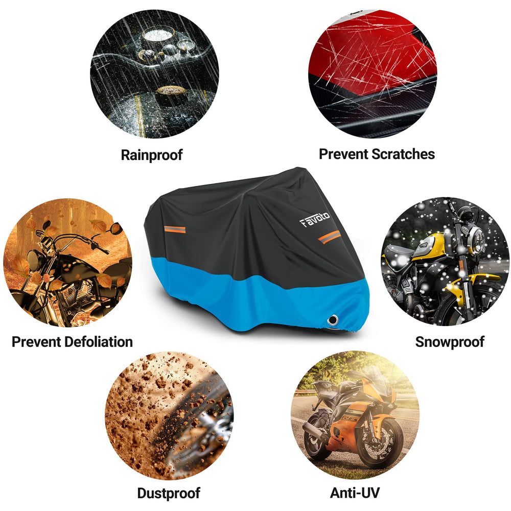 Favoto cover next to helmet illustrating size and universal fit convenience