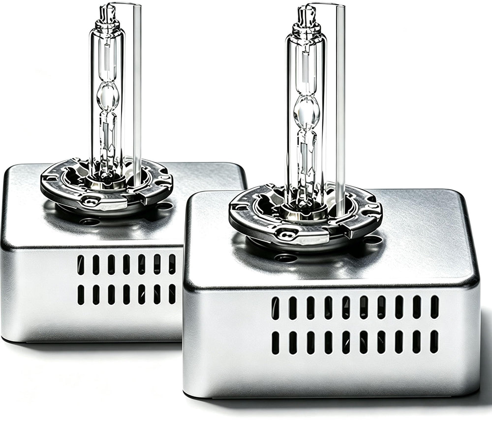 FAXCARS D5S front packaging showing two replacement xenon bulbs and benefits
