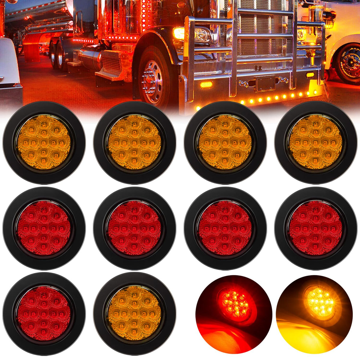 FBAAUKUS front view round marker light showing compact sealed design and improved visibility