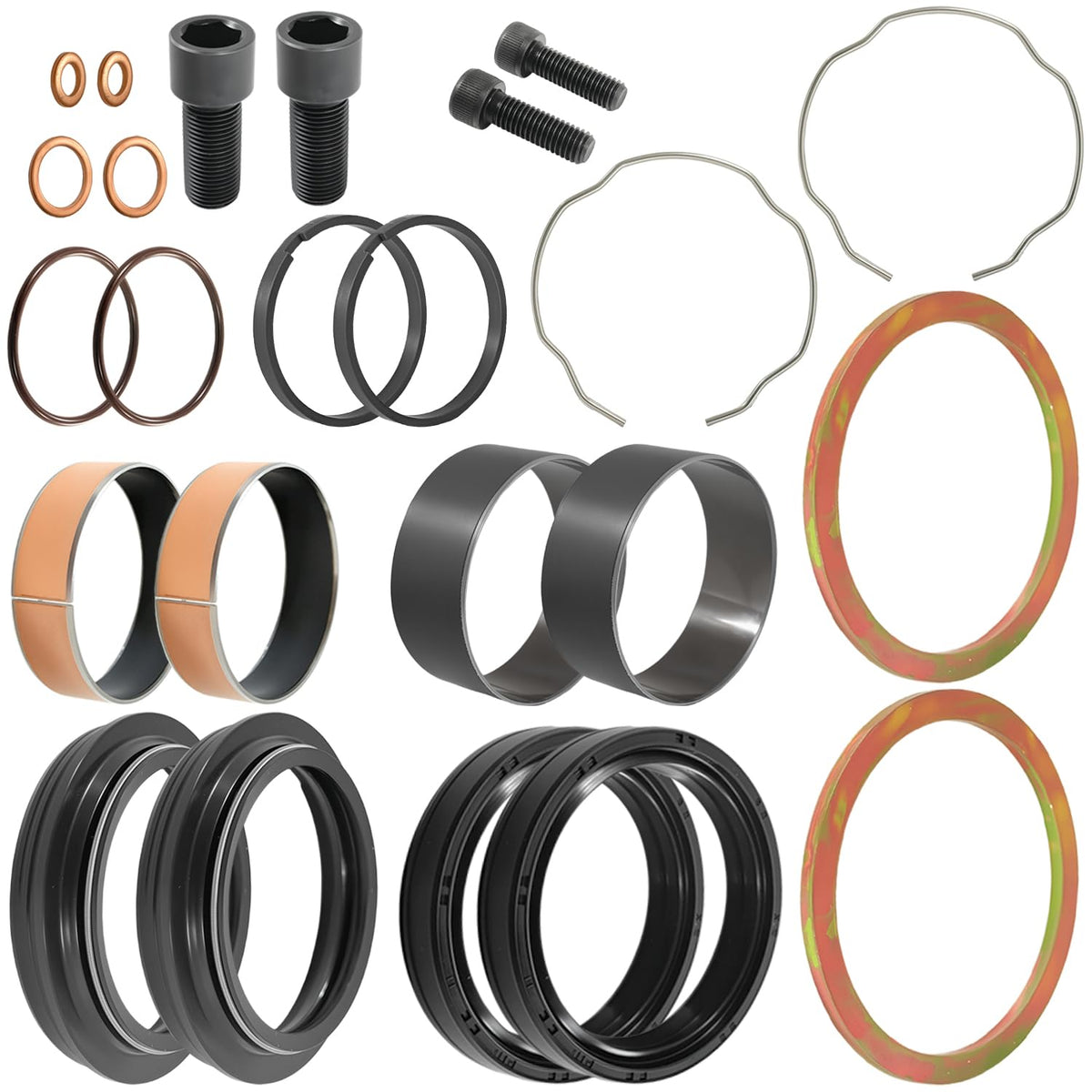 FBSCTMH kit packaging showing complete 49mm fork seal set, clear fitment benefit