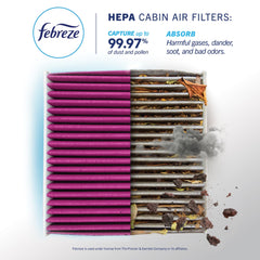 Febreze activated charcoal layer detail capturing cabin odors efficiently