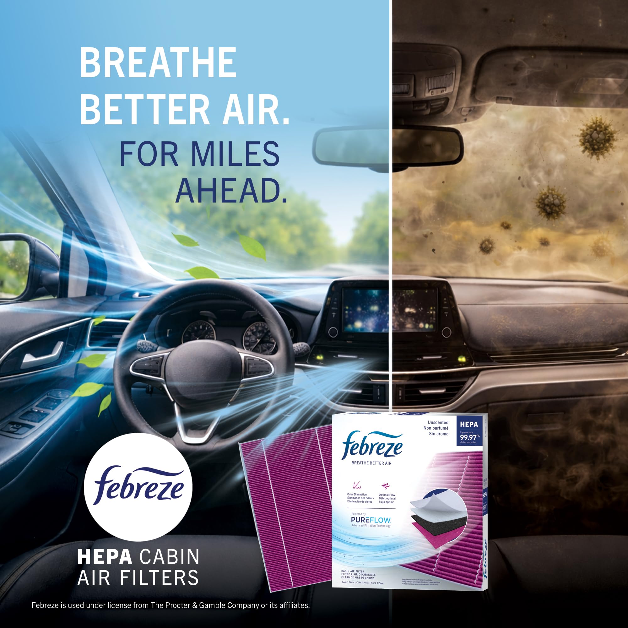Febreze compatibility label listing Lexus and Toyota models supported