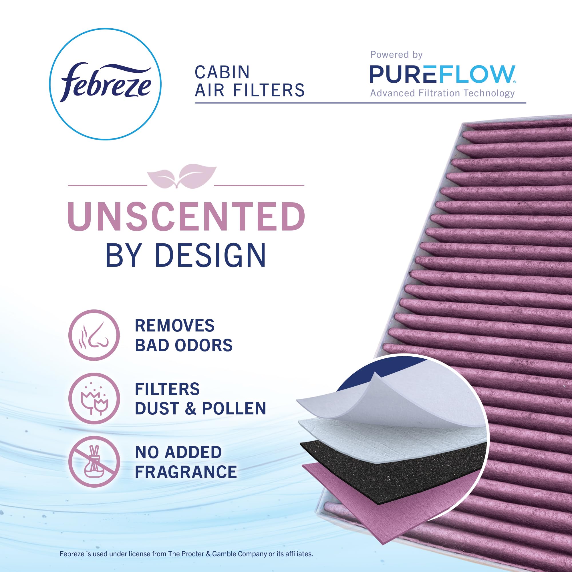Febreze filter being installed in cabin filter housing for quick replacement