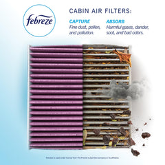 Febreze PUREFLOW activated charcoal layer visible for odor adsorption benefit