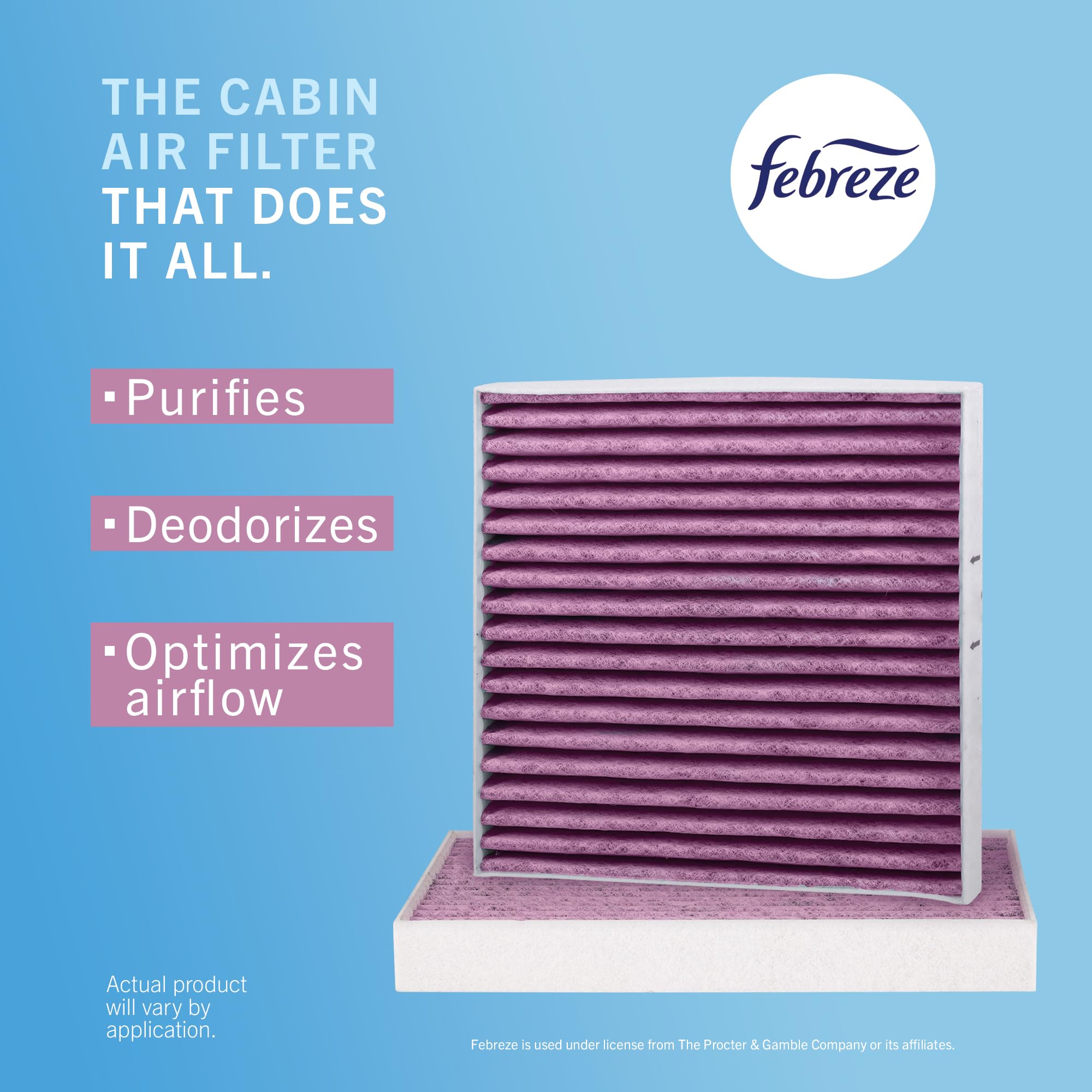 Febreze PUREFLOW filter shown in glovebox for easy installation benefit