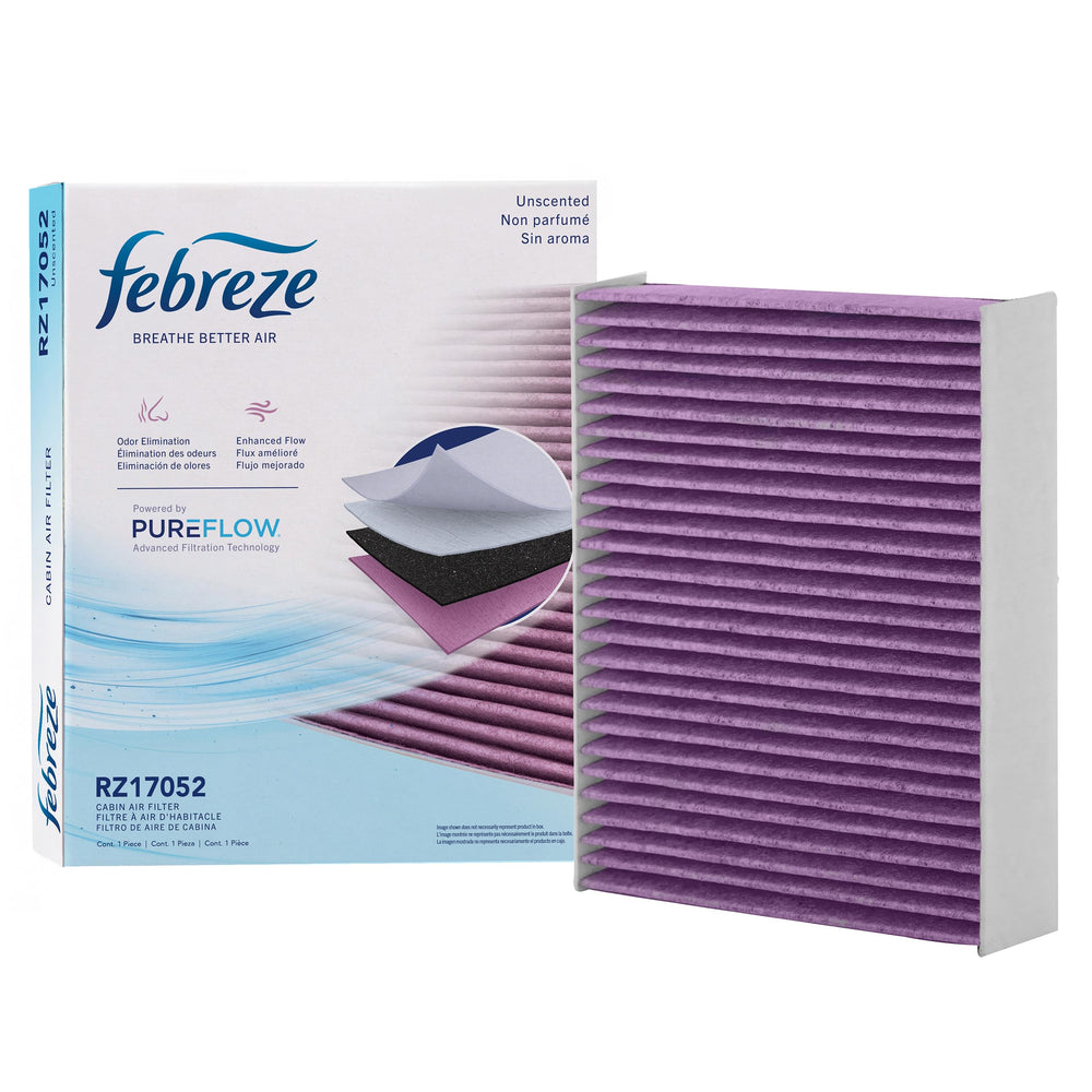 Febreze PUREFLOW front packaging showing unscented filter and benefits