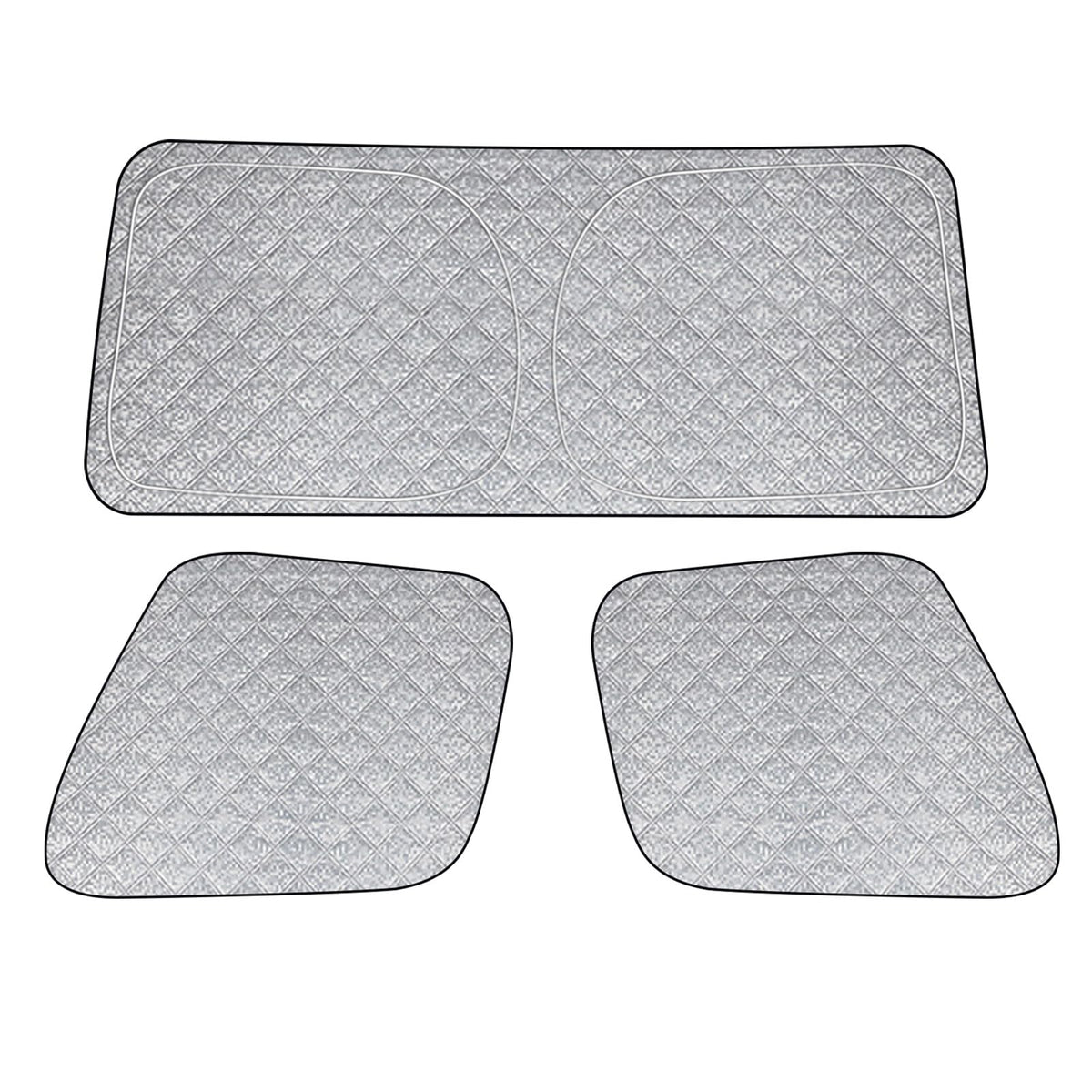 Federedevo front windshield shade showing precise custom fit and cockpit cooling benefit