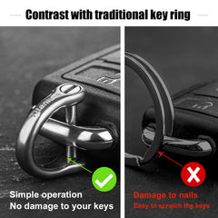 FEGVE D-ring attached to a car key fob showing low-profile convenience