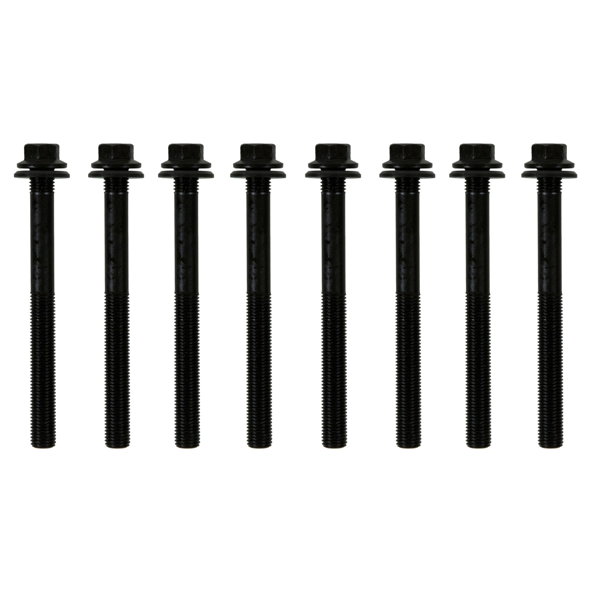 Fel-Pro cylinder head bolt set front view showing organized fasteners for reliable OE fit