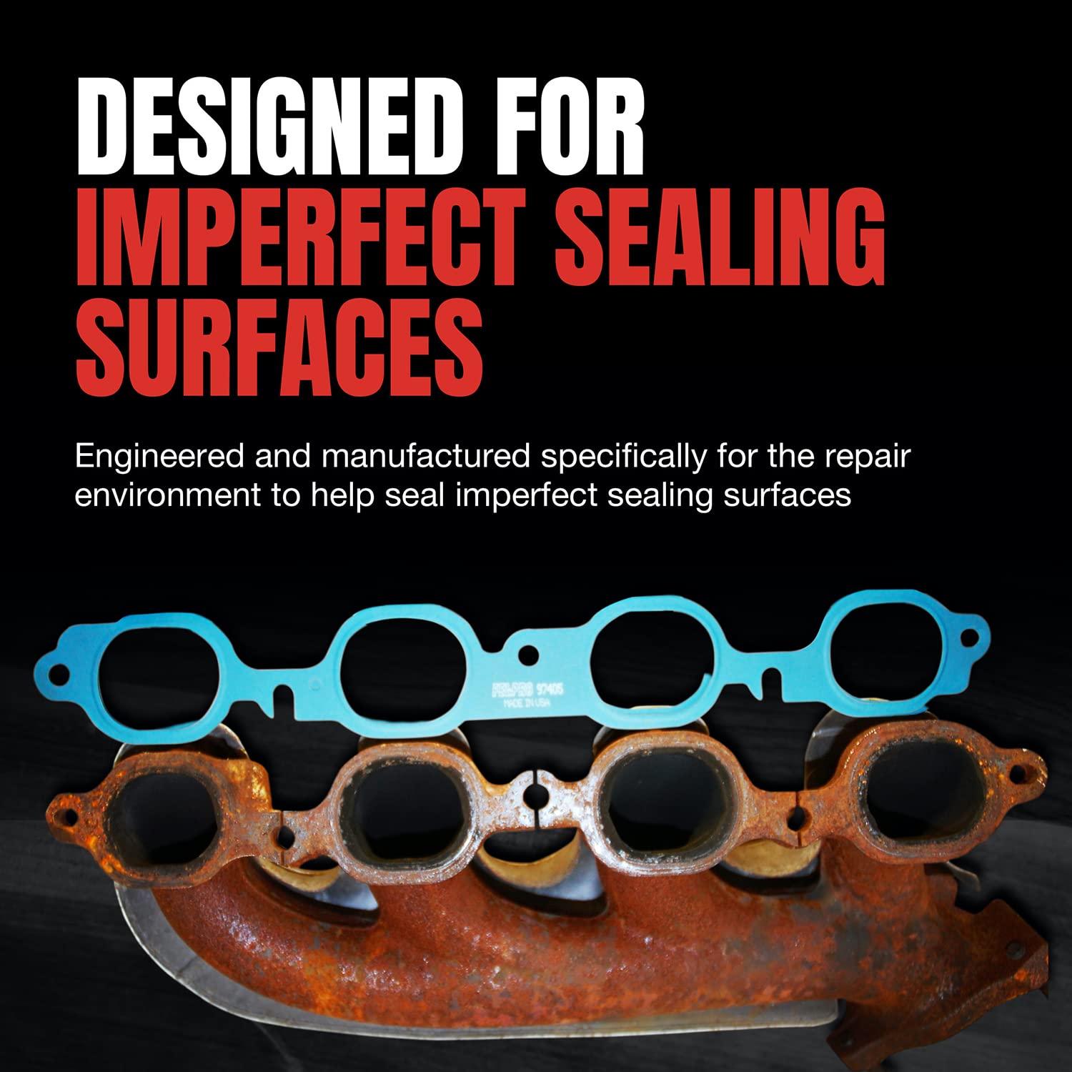 Fel-Pro close-up of gasket fiber and steel core, illustrating heat-resistant construction