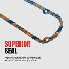 Fel‑Pro gasket beside ruler showing dimensions for easy comparison and correct fit