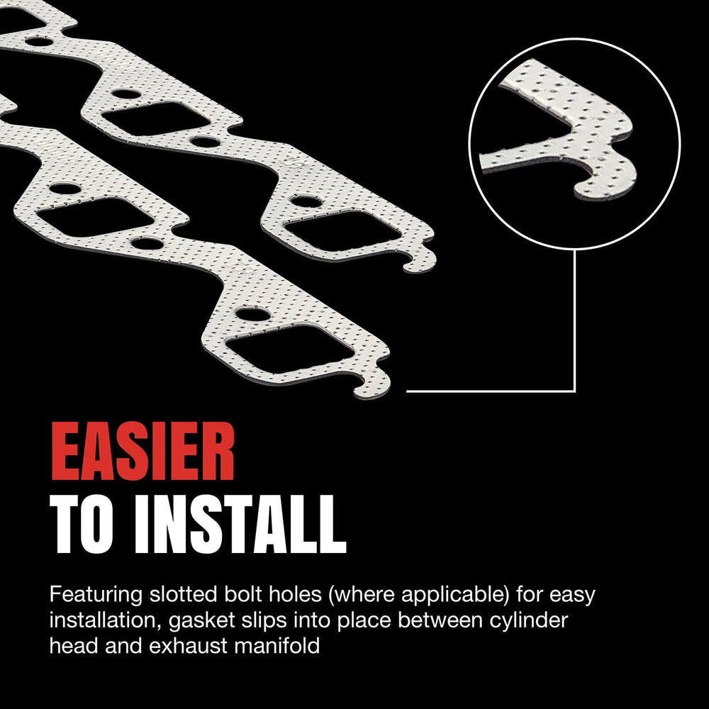 Fel-Pro gaskets installed on exhaust manifold, demonstrating leak-resistant seal in use