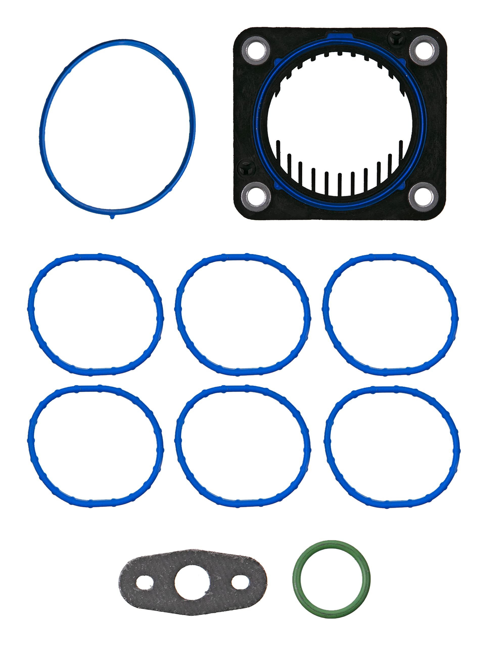 Fel-Pro front packaging showing complete intake gasket kit and easy identification benefit
