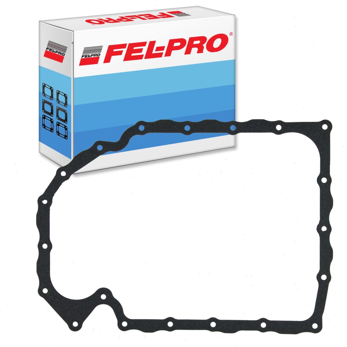 Fel-Pro oil pan gasket front view showing precise fit and leak protection