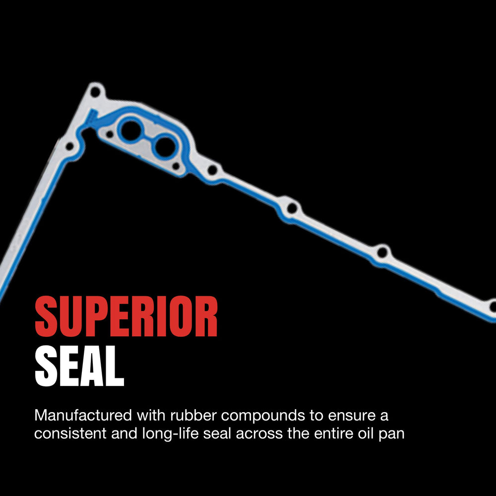 Fel-Pro oil pan gasket installed on engine demonstrating leak prevention