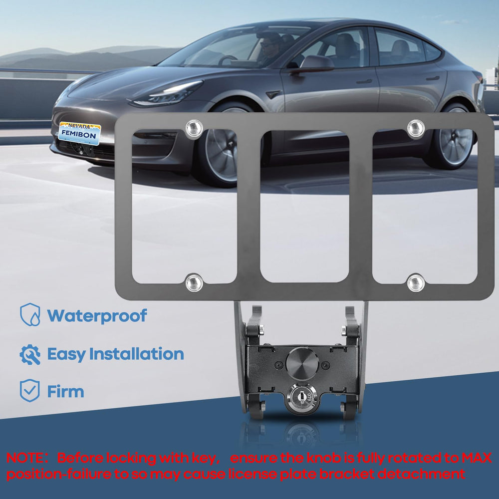 Femibon on a parked Tesla showing clean, OEM-friendly appearance