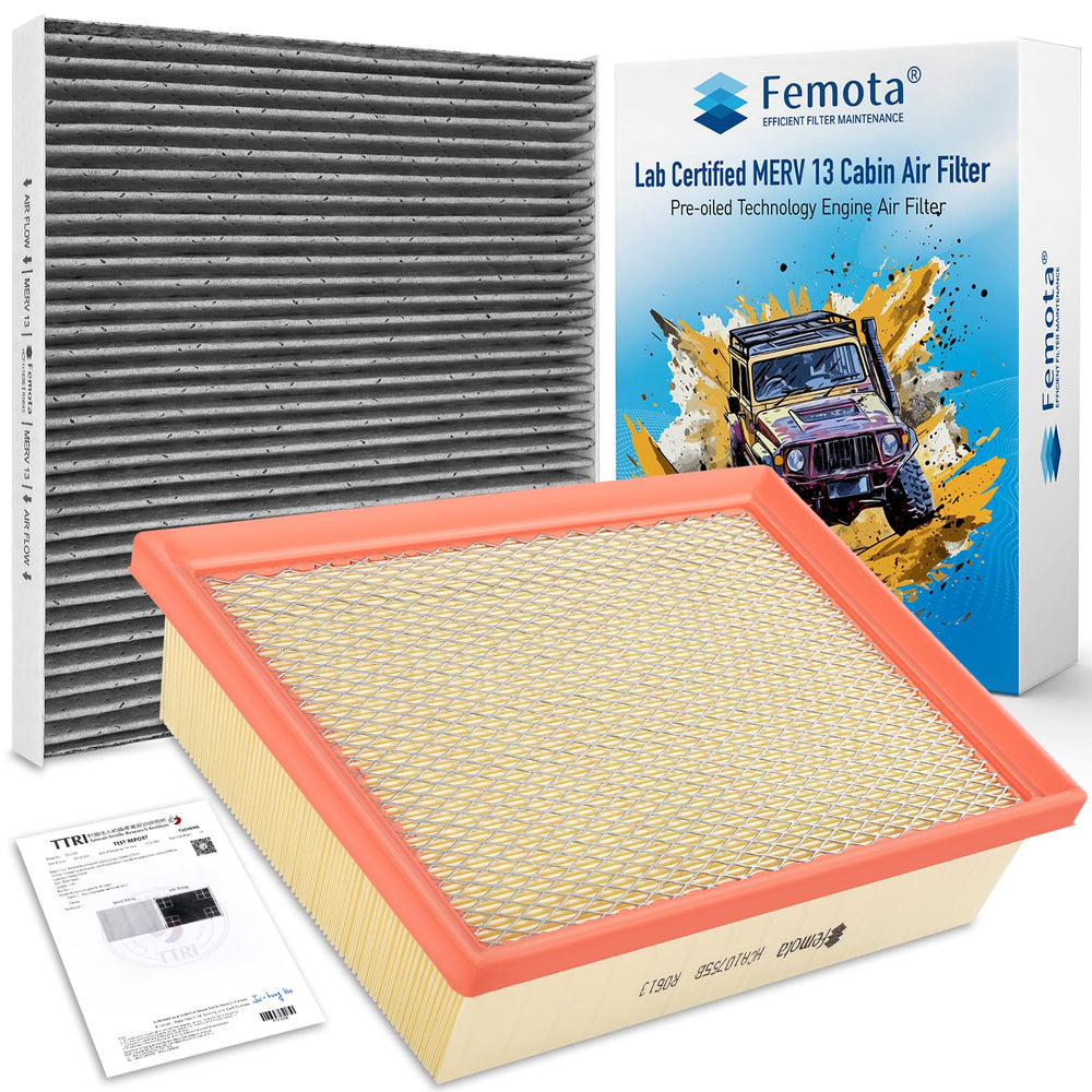 Femota cabin and engine filter kit front view showing complete set and fitment benefit