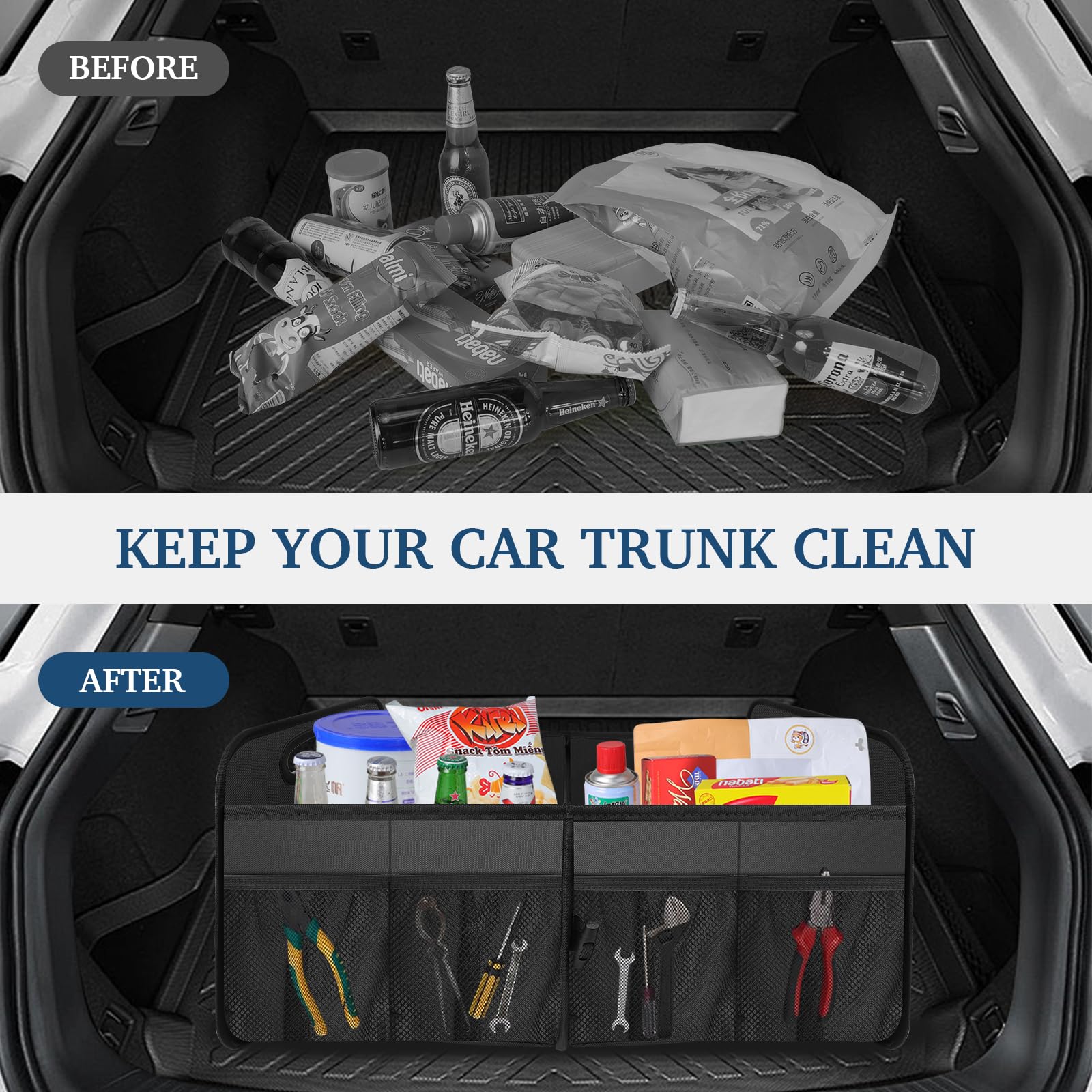 Femuar folded flat under seat for space-saving vehicle storage