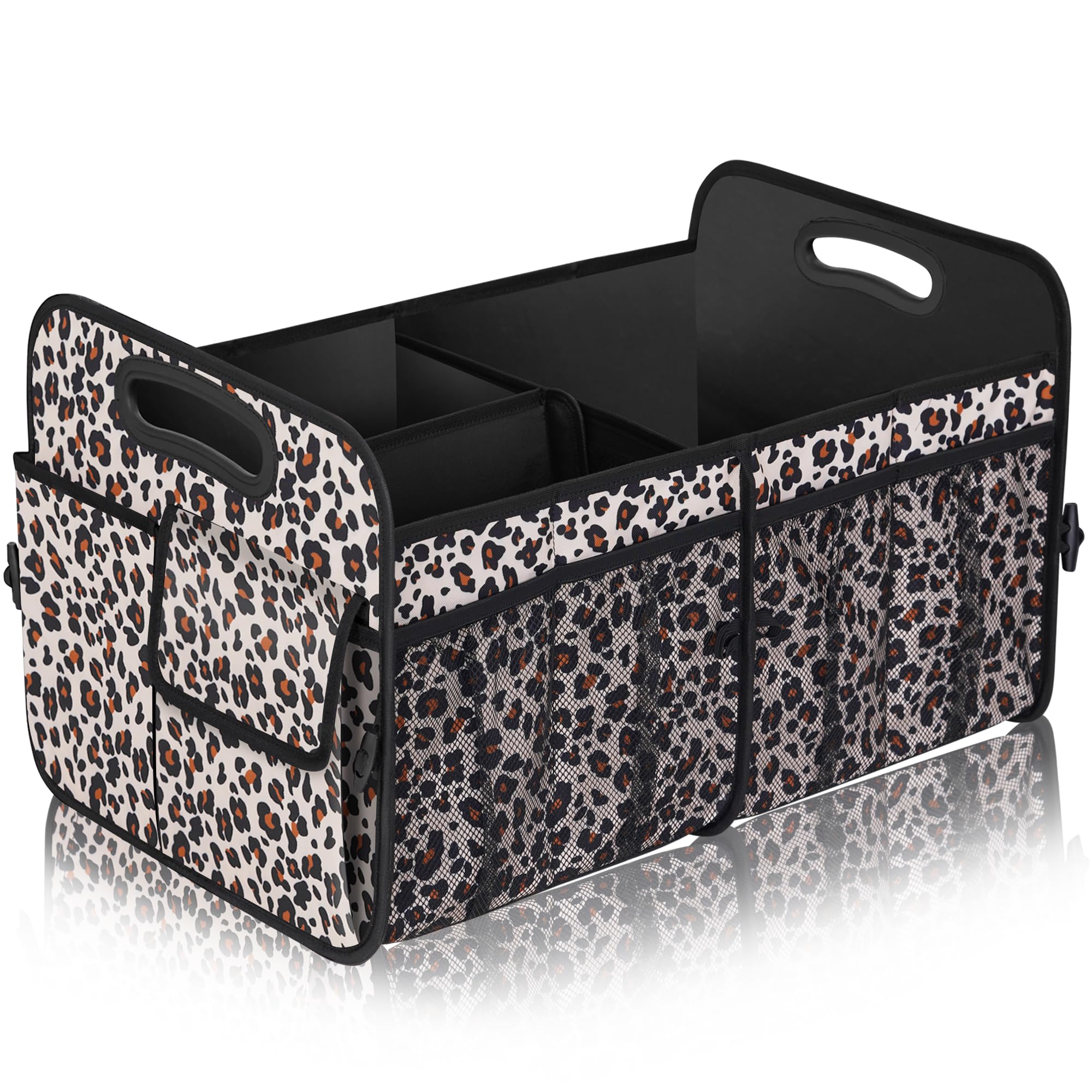 Femuar front view of large trunk organizer showing roomy main compartment benefit