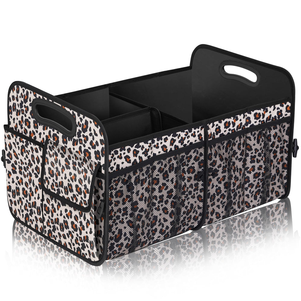 Femuar front view of large trunk organizer showing roomy main compartment benefit