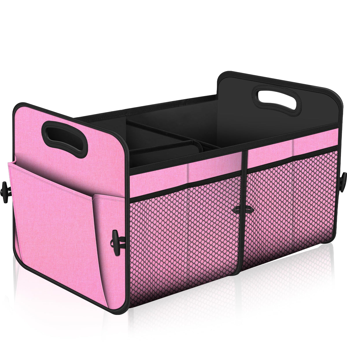 Femuar front view of organizer in trunk showing large capacity and neat storage benefit
