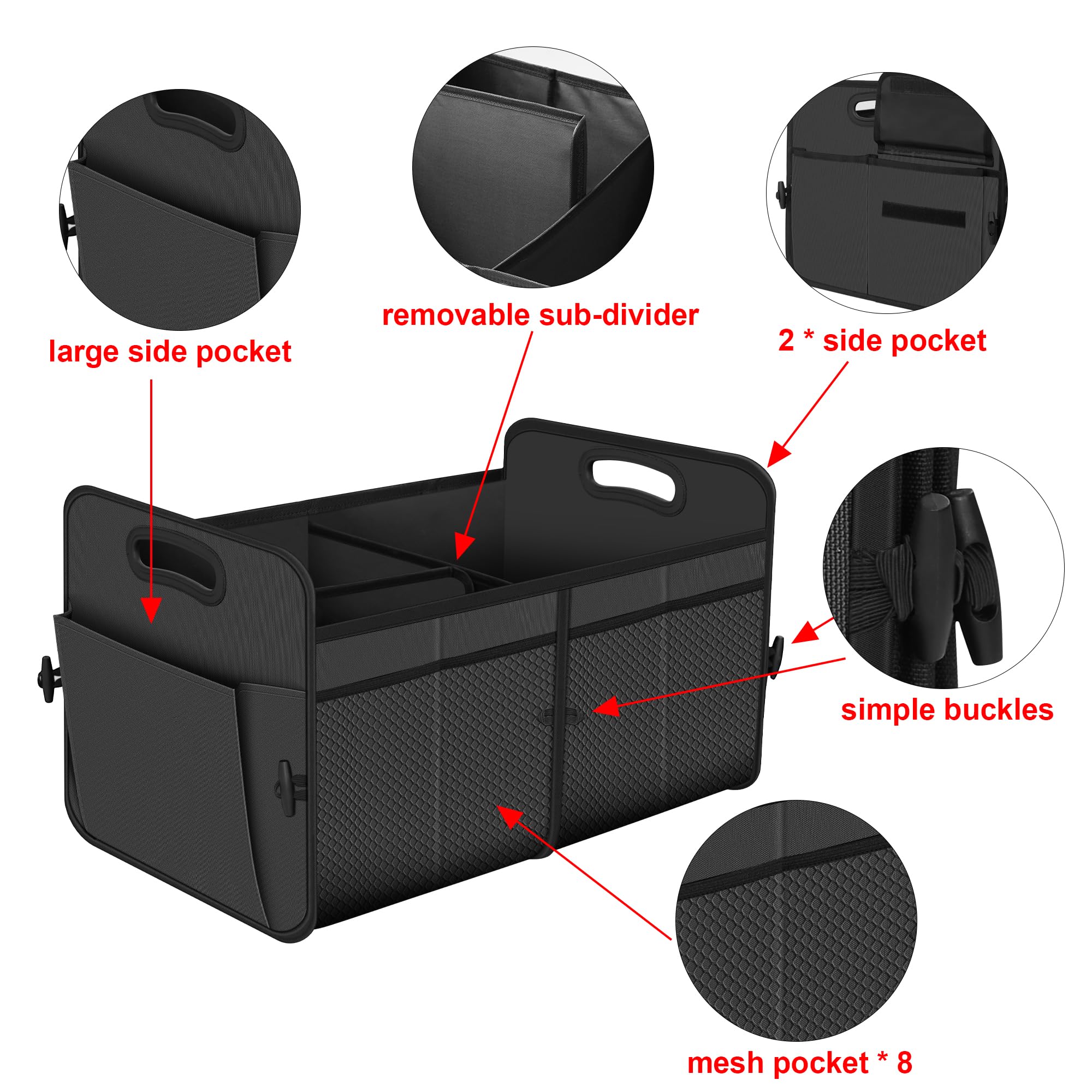 Femuar placed in SUV cargo showing tidy storage during travel