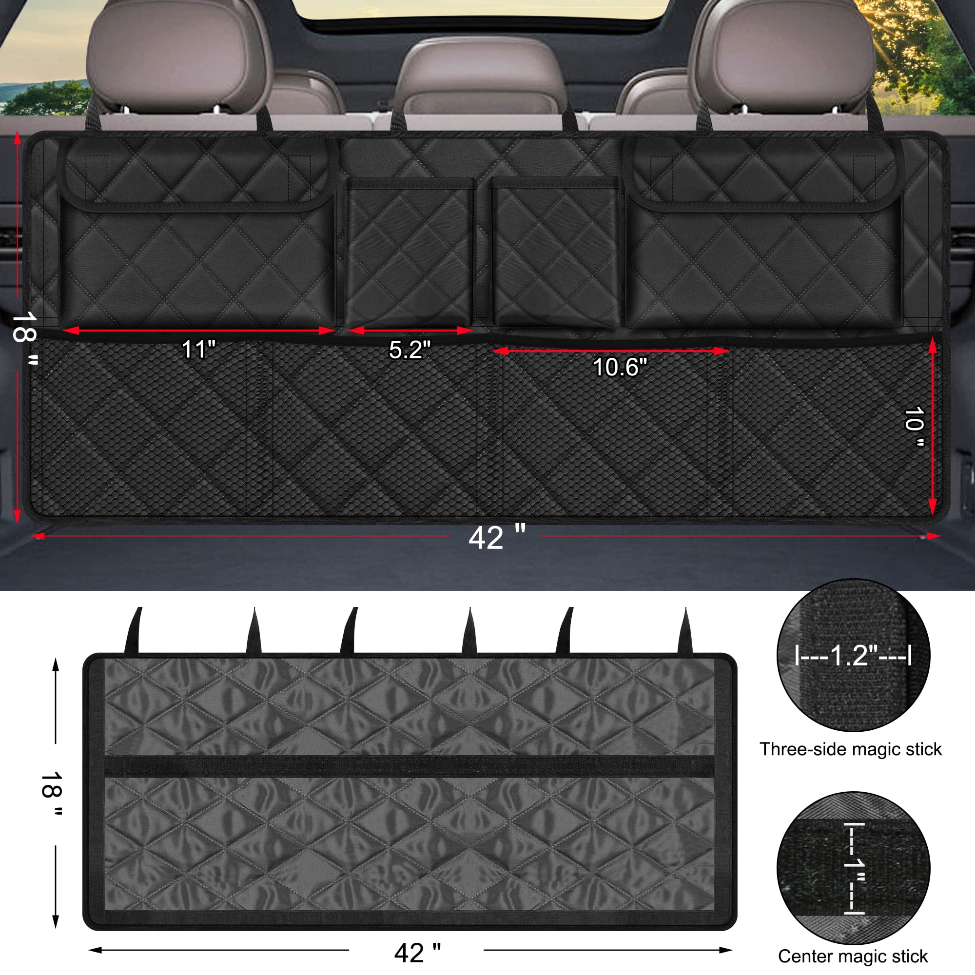 Femuar installed across backseat demonstrating secure fit and extra-wide coverage
