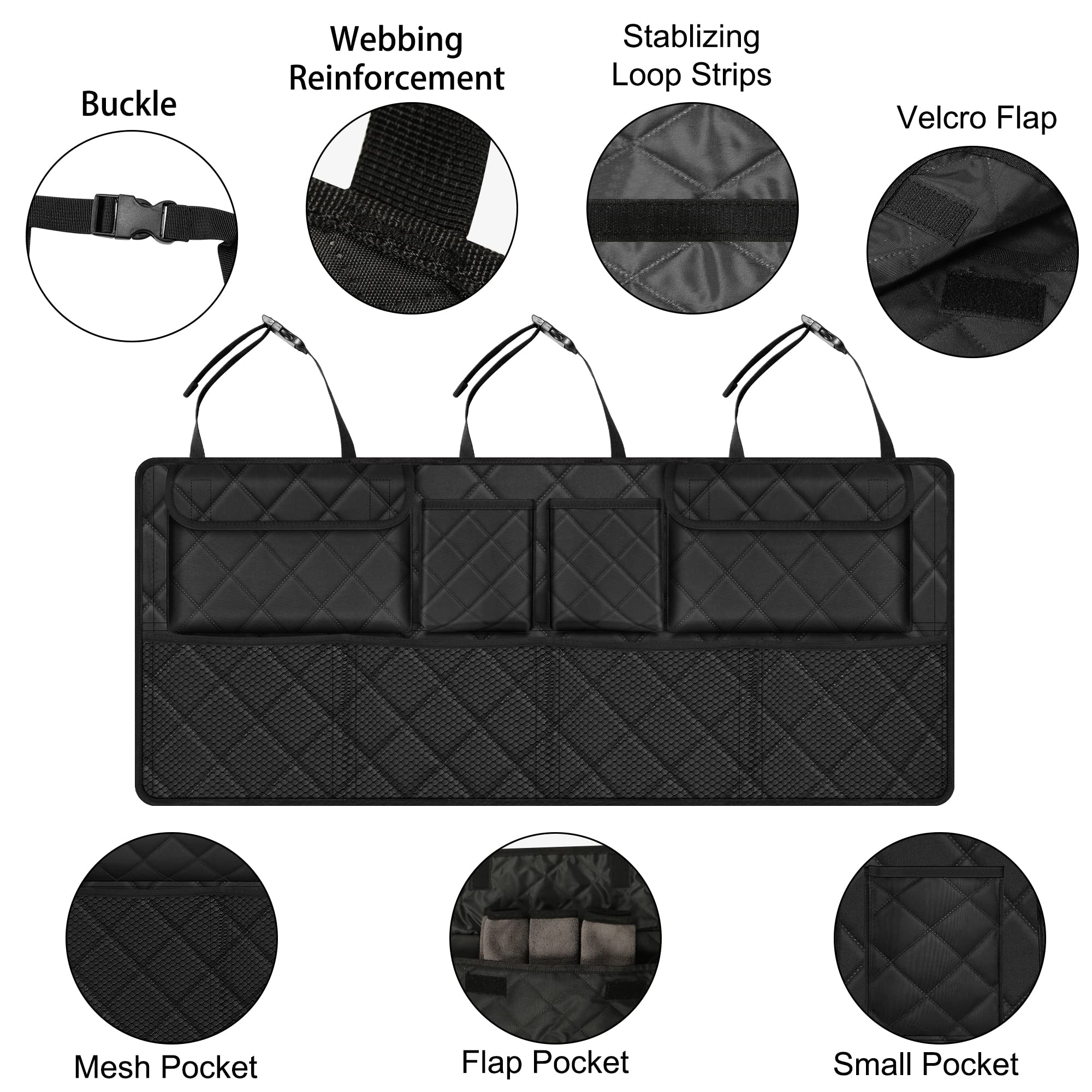 Femuar detailed shot of cloth and mesh pockets for sorted items and quick access