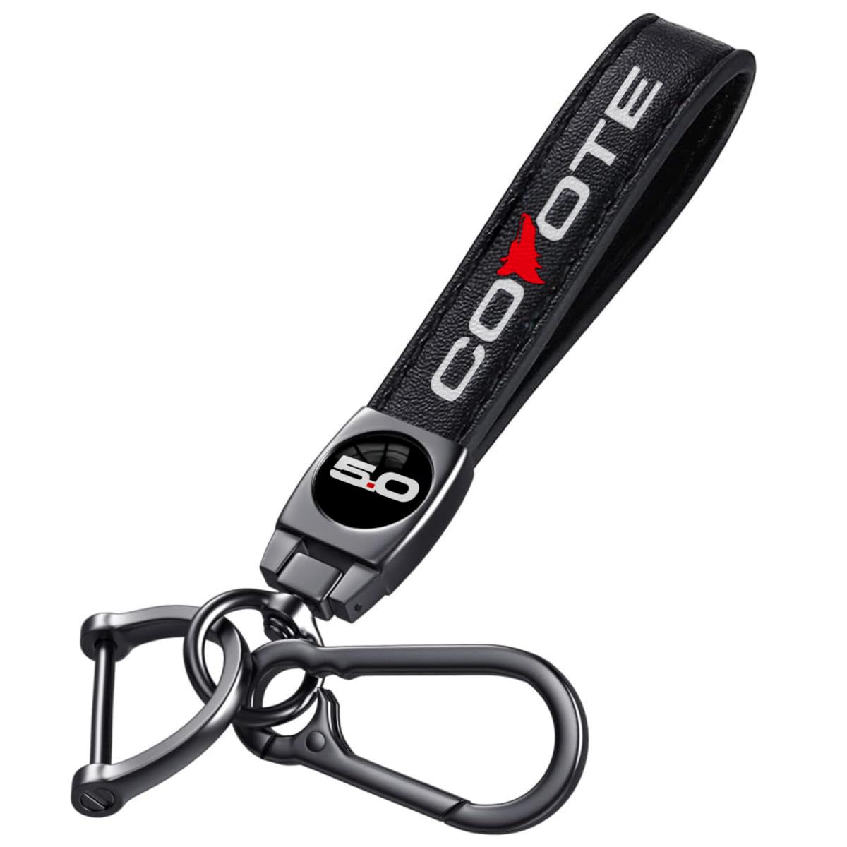 FENGMUZX front view leather keychain showing stylish carry and durability