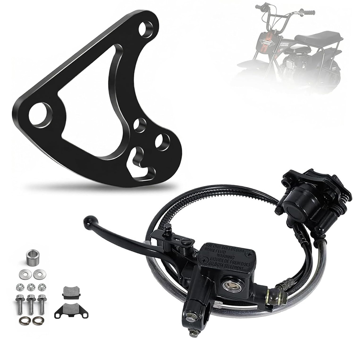 Feralmoto front package view showing complete brake kit and ready to install