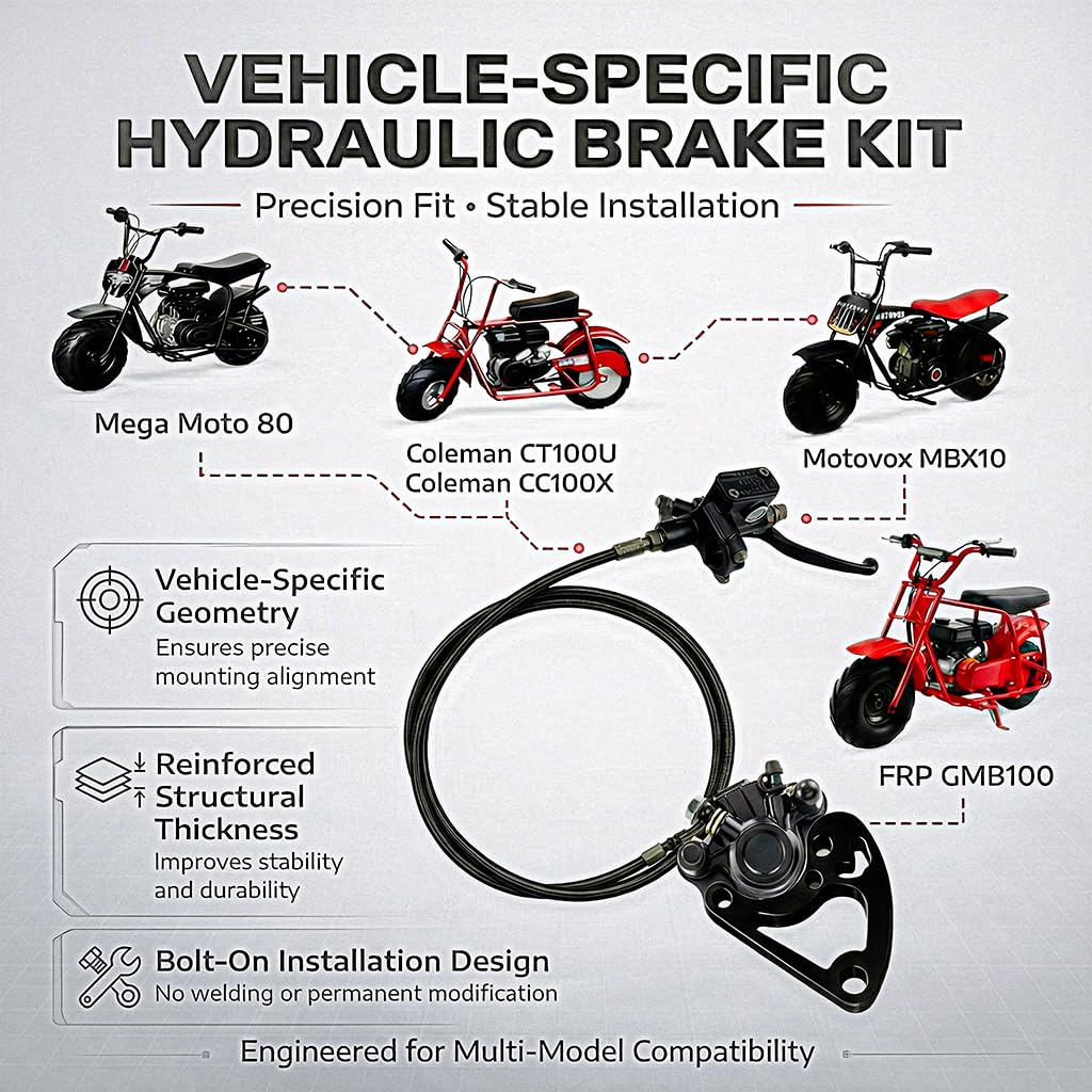 Feralmoto installed on mini bike rear illustrating improved braking stability