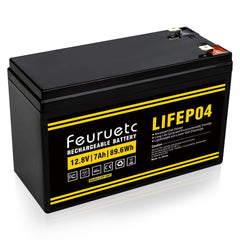Feuruetc 12V 7Ah front view showing compact form and terminals for easy install
