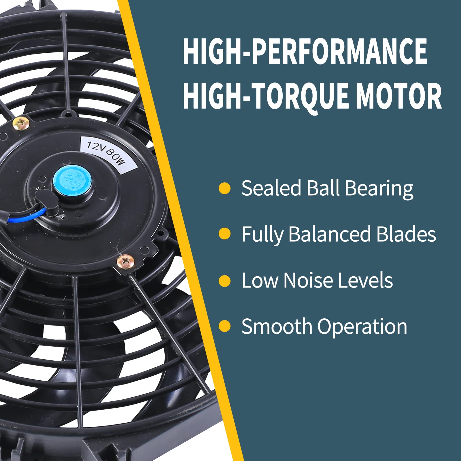 FGJQEFG fan next to ruler showing compact size and fitment