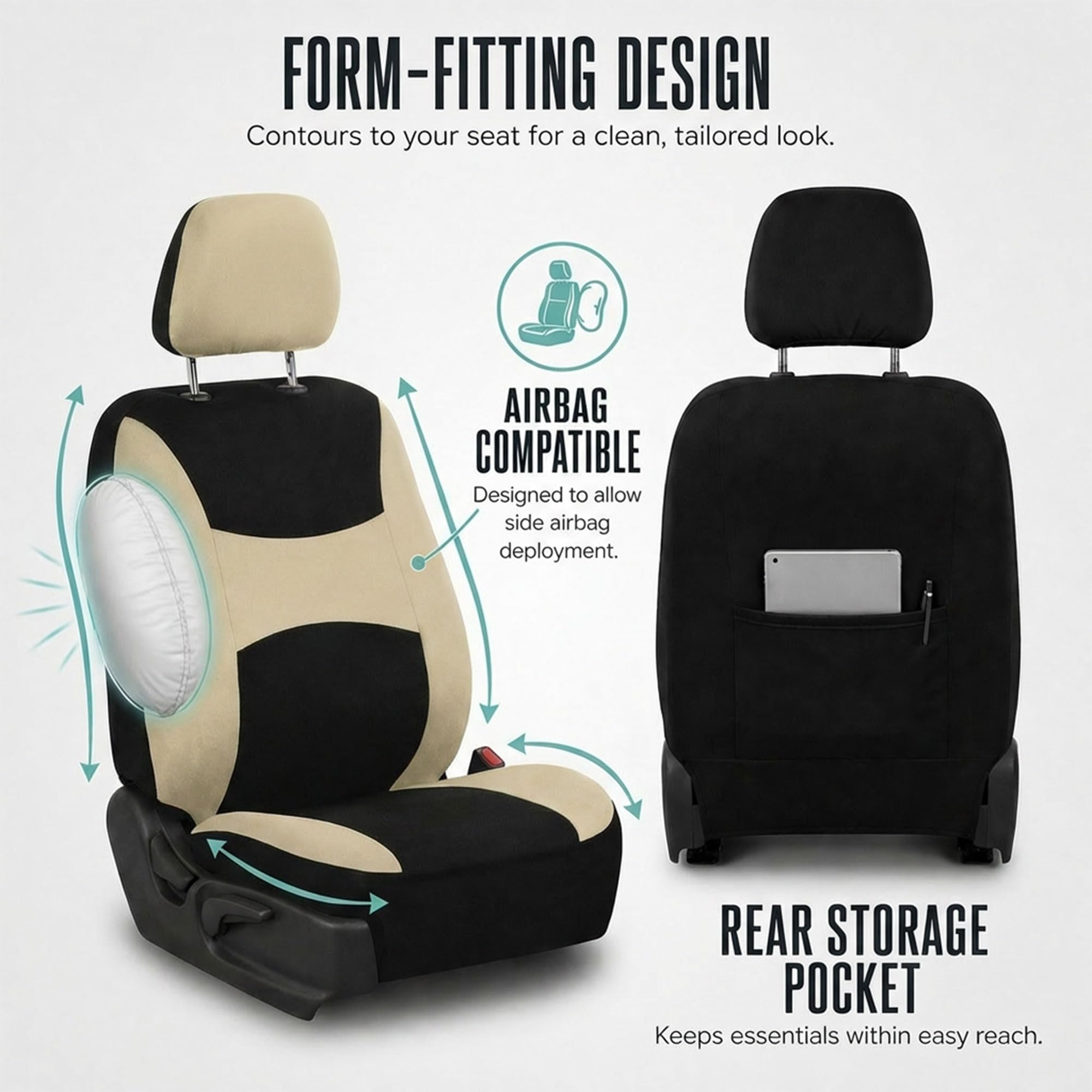 FH Group rear split bench with zippers and mesh for functionality